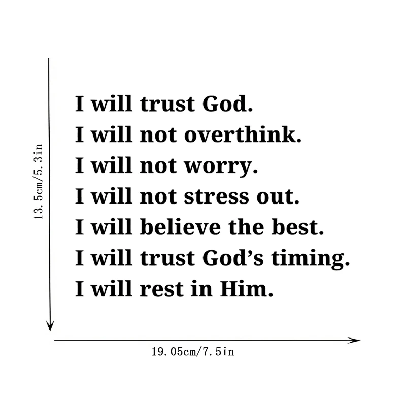 I Will Trust God. I Will Not Overthink. I Will Not Worry, Mirror Makeup Mirror Stickers, Car Sticker, Car Window Decoration