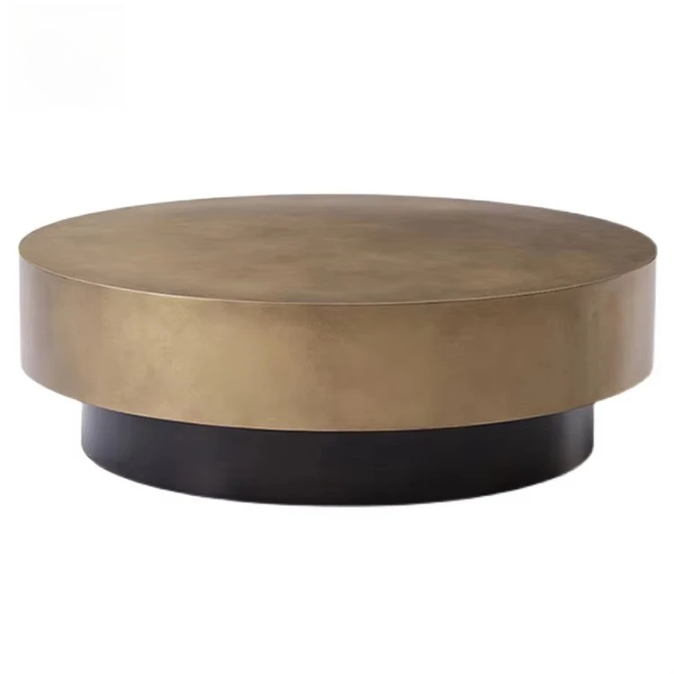yr-Cheap Banquet Antique Modern Balcony Garden Golden Round Coffee Wooden Table Set for Outside Patio-
