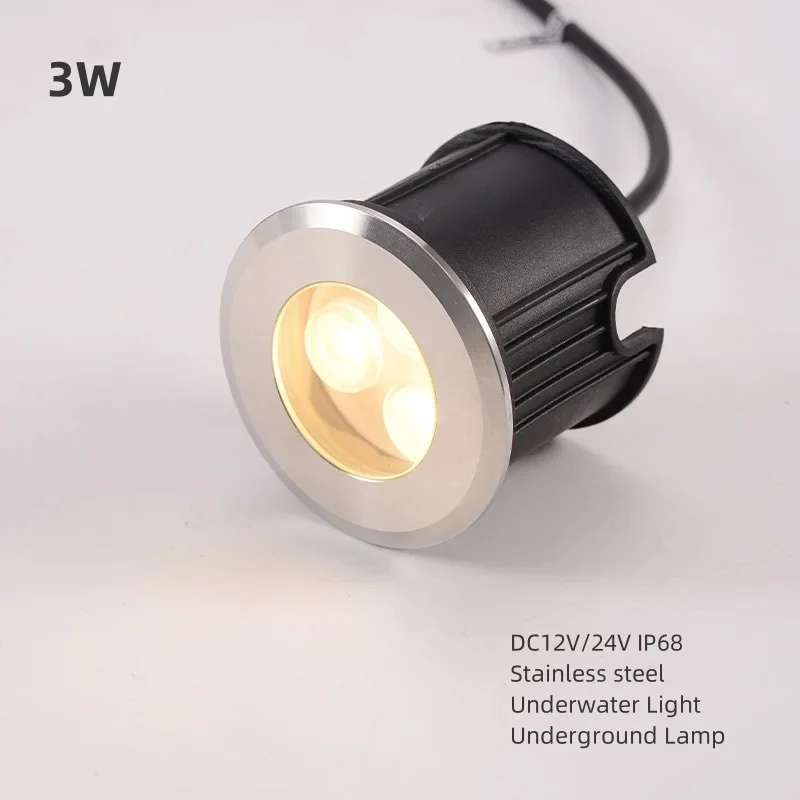 

3W LED Underground Lamp for Outdoor Garden IP68 Waterproof Stainless steel Swimming Pool Fountain Underwater light DC12/24V