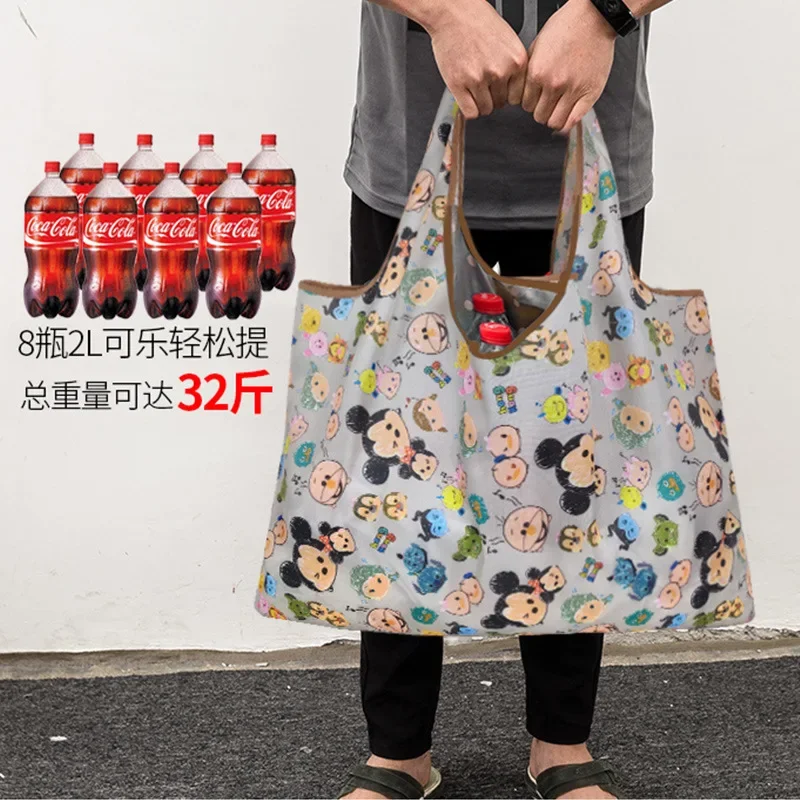 Disney Minnie Mouse Tote Bags Women Mickey Mouse Anime Large Capacity Shopping Bags Folding Storage Bag Handbags Accessories