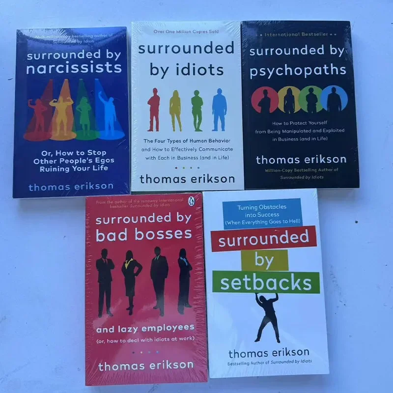 5 Books/Set By Thomas Erikson Surrounded By Idiots,by Psychopaths,by Setbacks,by Bad Bosses,by Narcissists Book in English