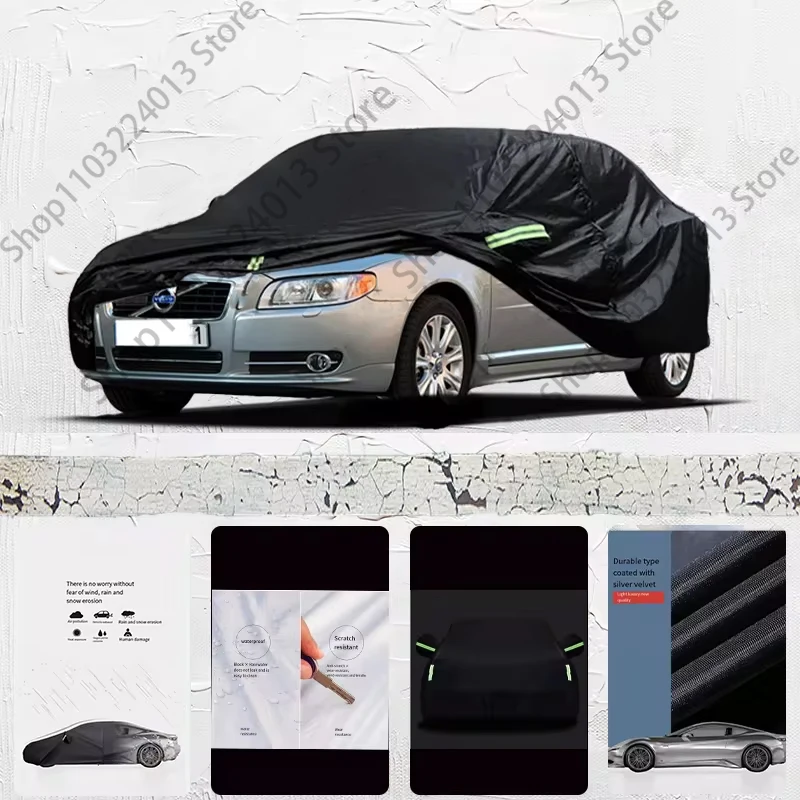 

For Volvo S80 Car cover Black outdoor fully covered with snow and UV protection waterproof Sun Shade Snow Rain Wind Resistant