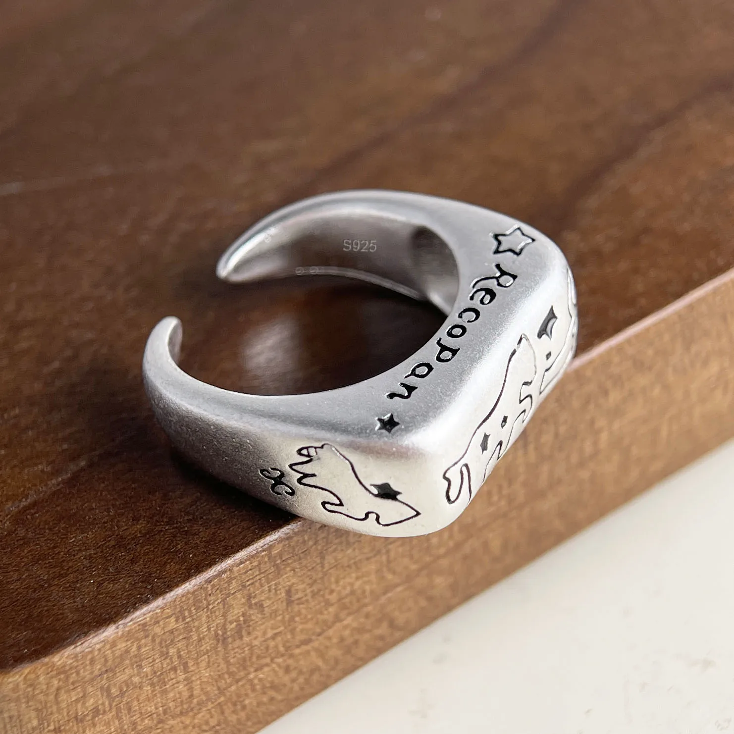 

BF CLUB 925 Sterling Silver Ring For Women Jewelry Dog Pattern Finger Open Vintage Handmade Ring Allergy For Party Birthday Gift