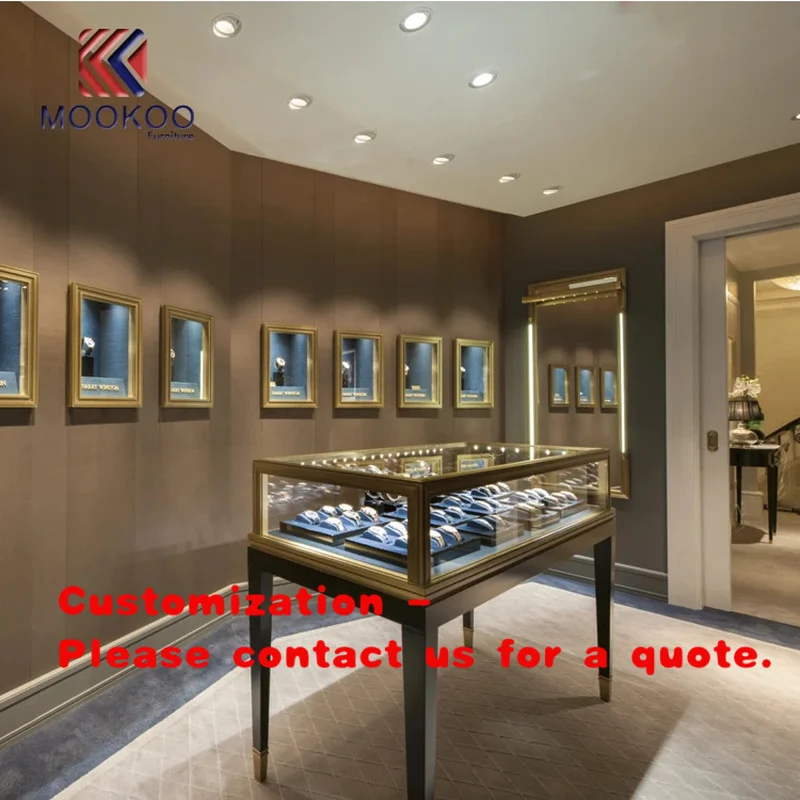custom.Stainless Steel Jewellery Cabinet Counter with LED Display Screen Factory Direct Sale Luxury Shopping
