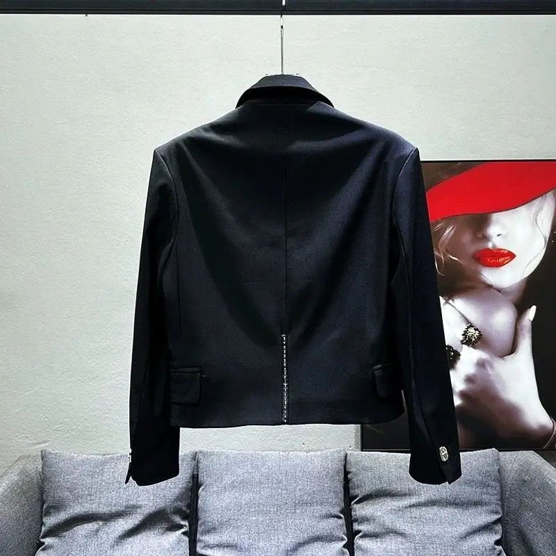 Korean Inspired Edgy Cropped Blazer Men irregular Buttons Faux Flap Pockets & Notched Collar Oversized Casual Streetwear