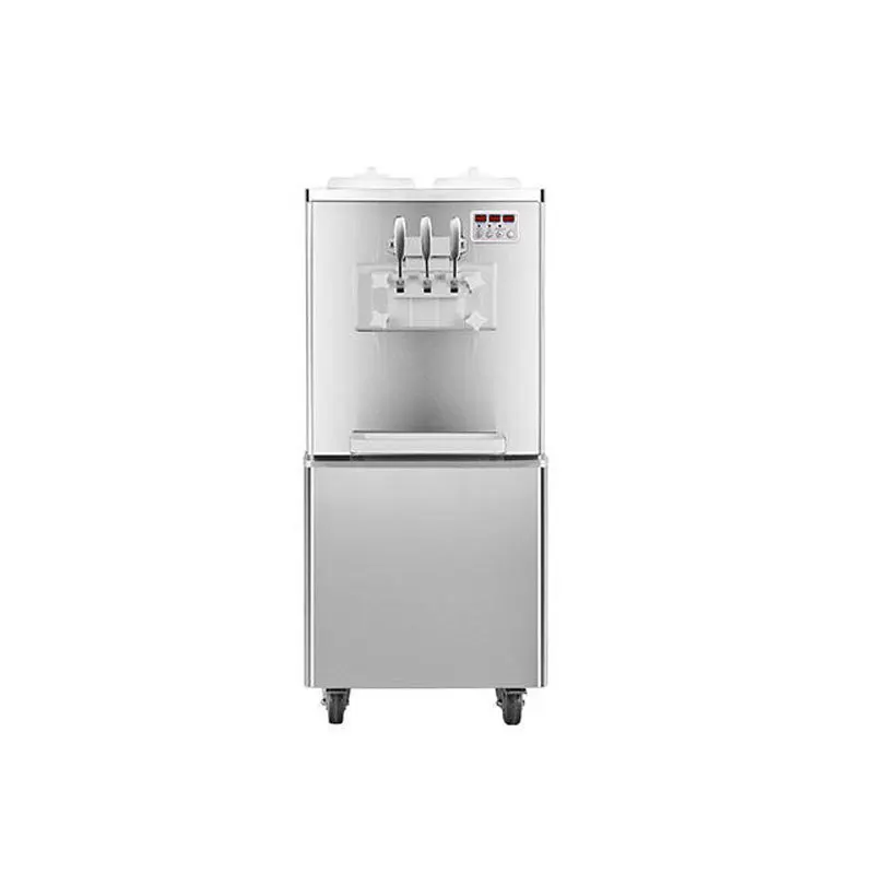 

Soft Ice Cream Machine, Commercial 304 Stainless Steel Vertical Ice Cream Machine Three Head Cones