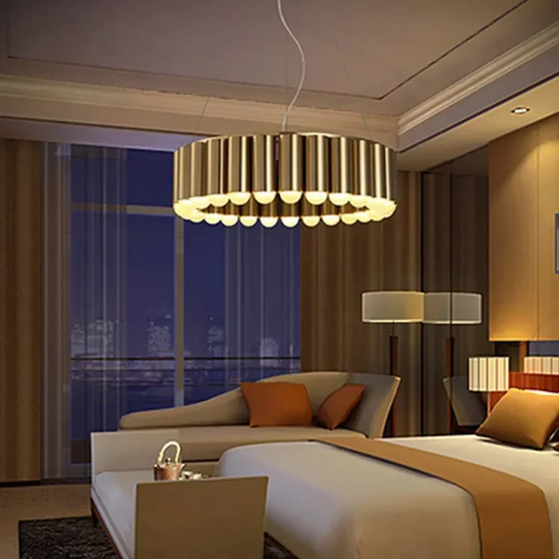 

Nordic Led Carousel Pendant Light Luxury Designer Chandelier Lighting Gold Electroplating Restaurant Living Room Decor