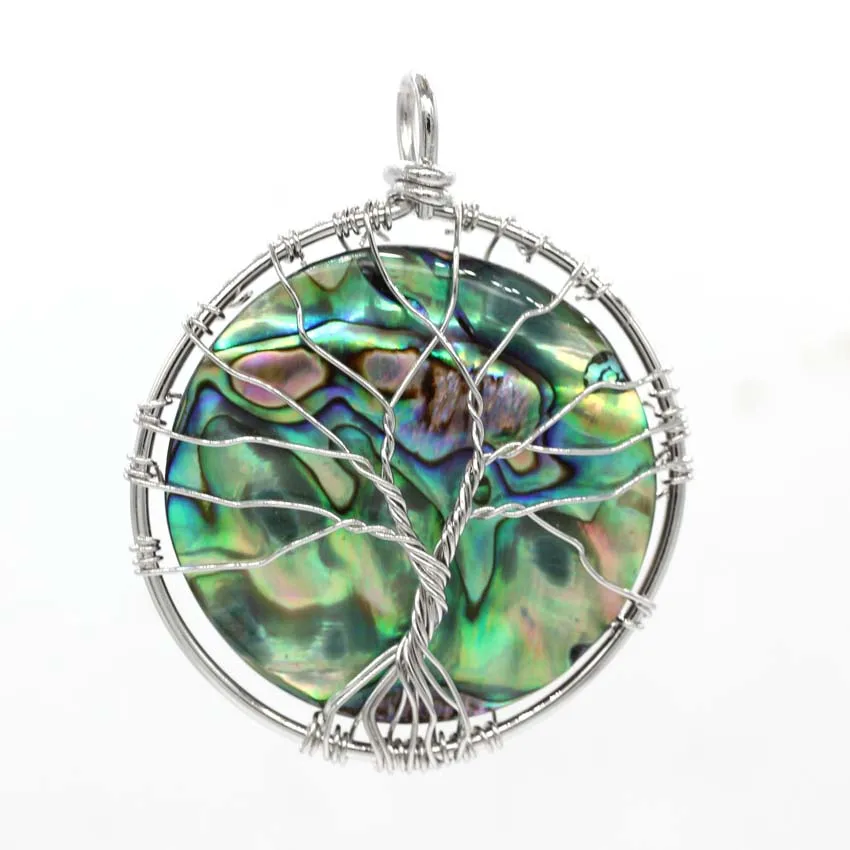 

Abalone Shell Pendant For Women Jewelry DIY Natural Multicolor Shell Wire Wrapped Tree of Life Different Shape Jewelry Making