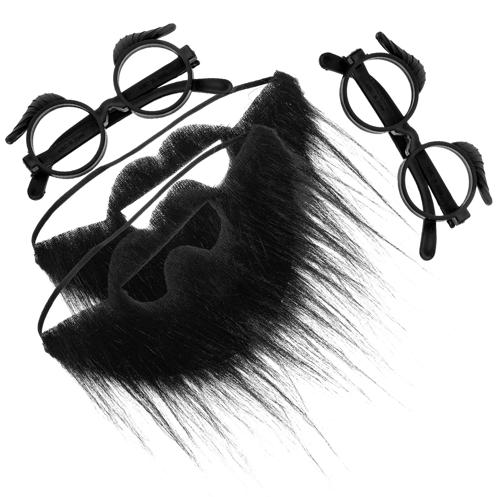 2 セット偽ひげメガネコスチュームアクセサリー男性子供のためのリアルな軽量コンパクト老人小道具