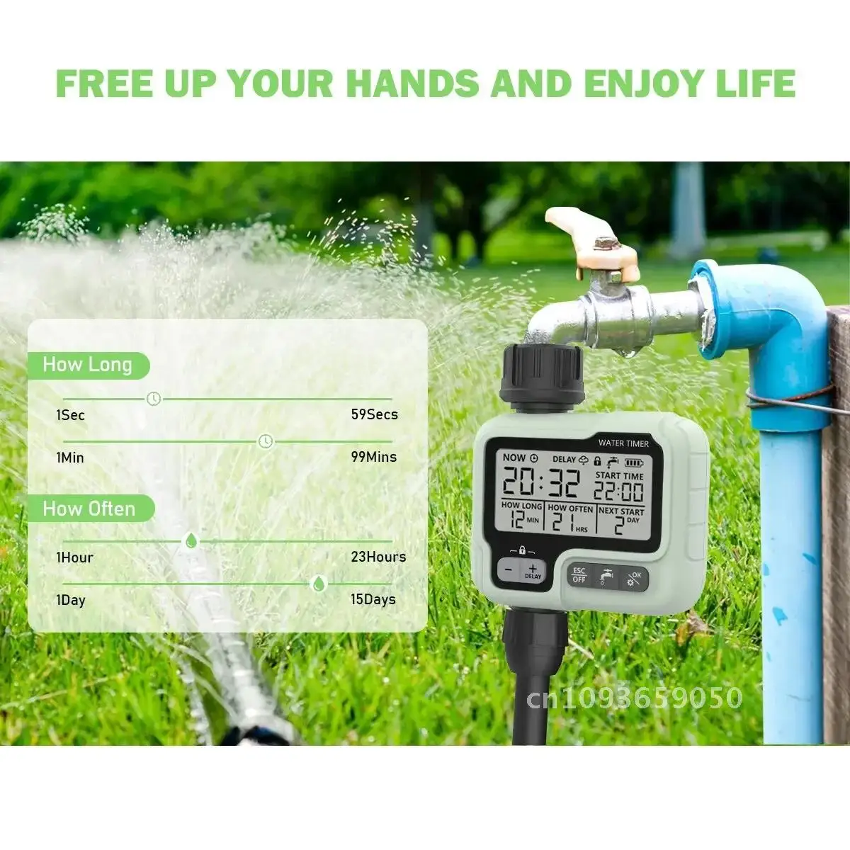 HCT-322 Automatic Water Timer Garden Digital Irrigation Outdoor Sprinkler Intelligent Water&Time To Save Machine Used