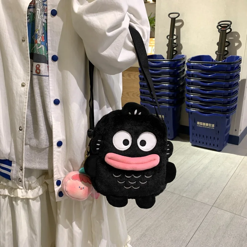 Sanrio Anime Hangyodon peluche bambola per il tempo libero borsa a tracolla da viaggio ragazze Cartoon ricezione peluche borsa Kawaii regali di compleanno