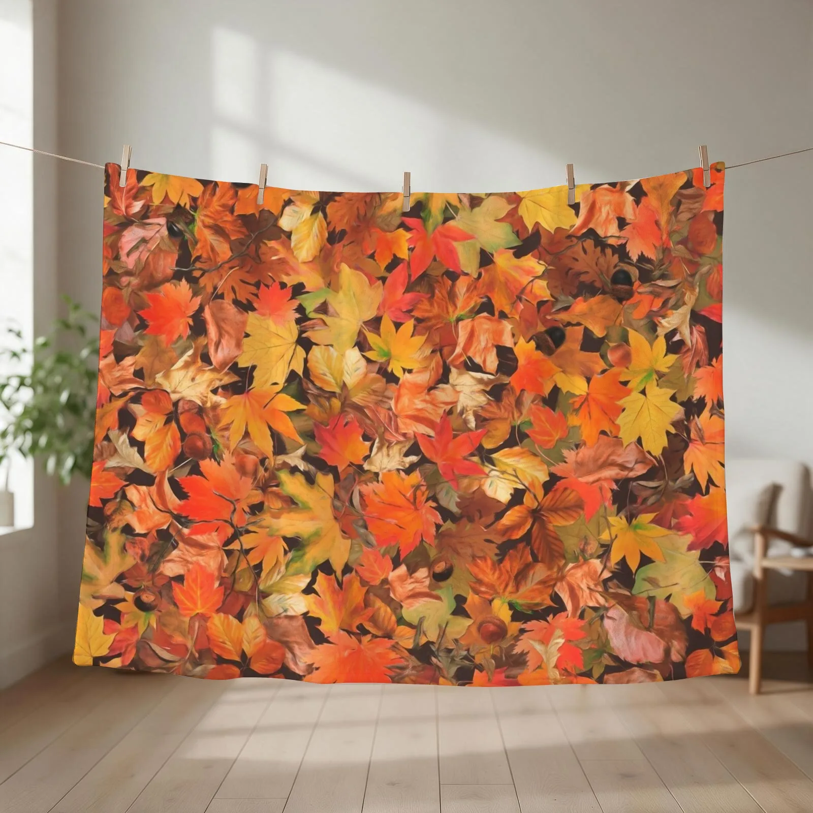 Autumn leaves Throw Blanket couch cozy soft plush fuzzy picnic outdoor blanket