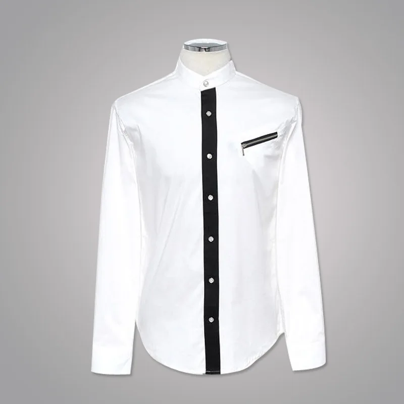 

2023 New Solid Color Men's Shirt Men's Fashion White Long Sleeve Business Shirt South Korean Fit Personalized Shirt