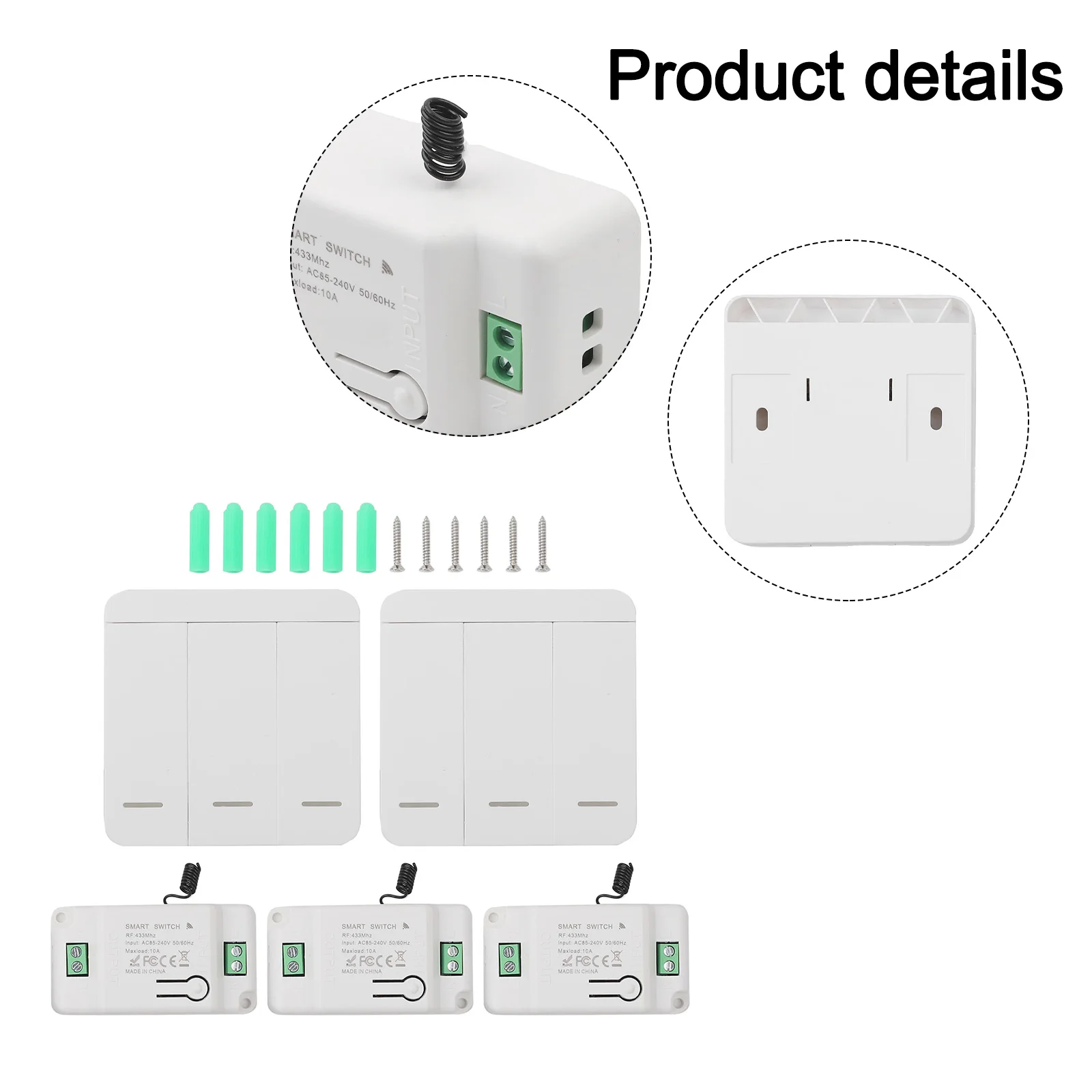 

72*38*21mm Wireless Light Switch Expandable Wireless Light Switch Long Distance Control Multiple Device Control
