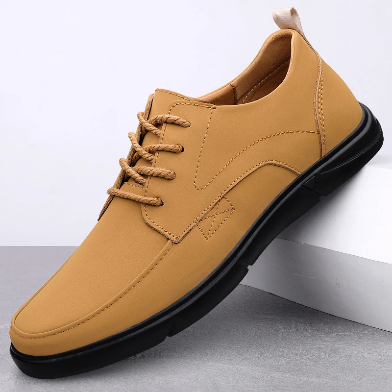 Luxury Brand Men Comfortable Two-layer Frosted Leather Casual Shoes Fashion Autumn New Style Lace Up Men's Sports Leather Shoes