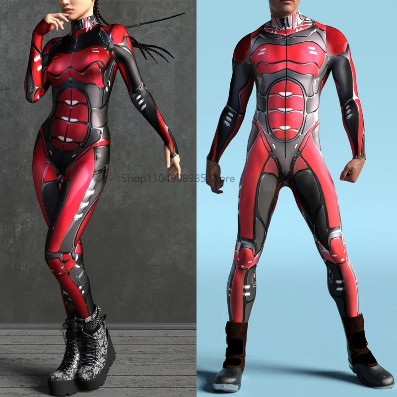 

Hydrobot Red Costume Warrior Muscle Cosplay Bodysuit Futuristic Mechanical Armor Bodysuit Steampunk Tights 2025