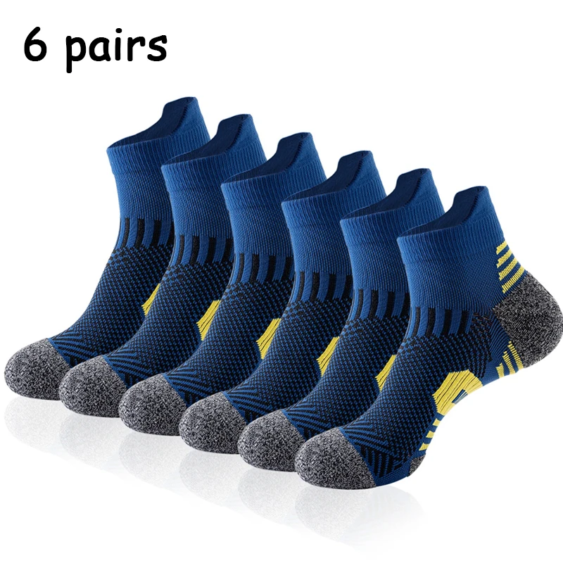 

6 пар носков для марафонского бега, толстые полотенца, профессиональные спортивные носки до щиколотки, дышащие короткие носки с низким вырезом для фитнеса, мужские