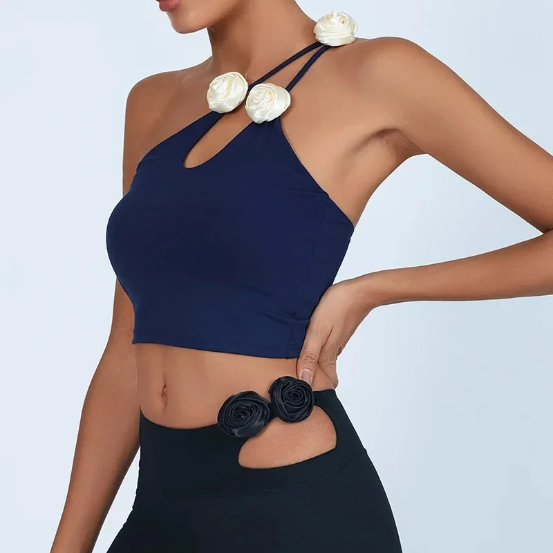 Gym Clothes Woman Off Shoulder Strap Yoga Top With Chest Pad Slimming Quick Dry Shockproof Summer Running Sports Bra For Women