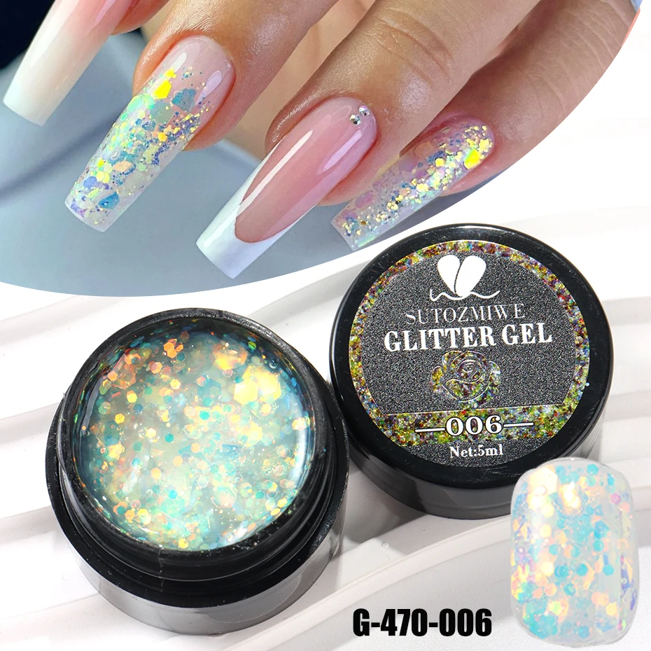 Champagner Gold Glitzer Reflektierendes Nagelgelpoliermittel Funkelndes Nagelgel Kristall Glitzer Graffiti Streifen Zuglinie Nagel UV Gel