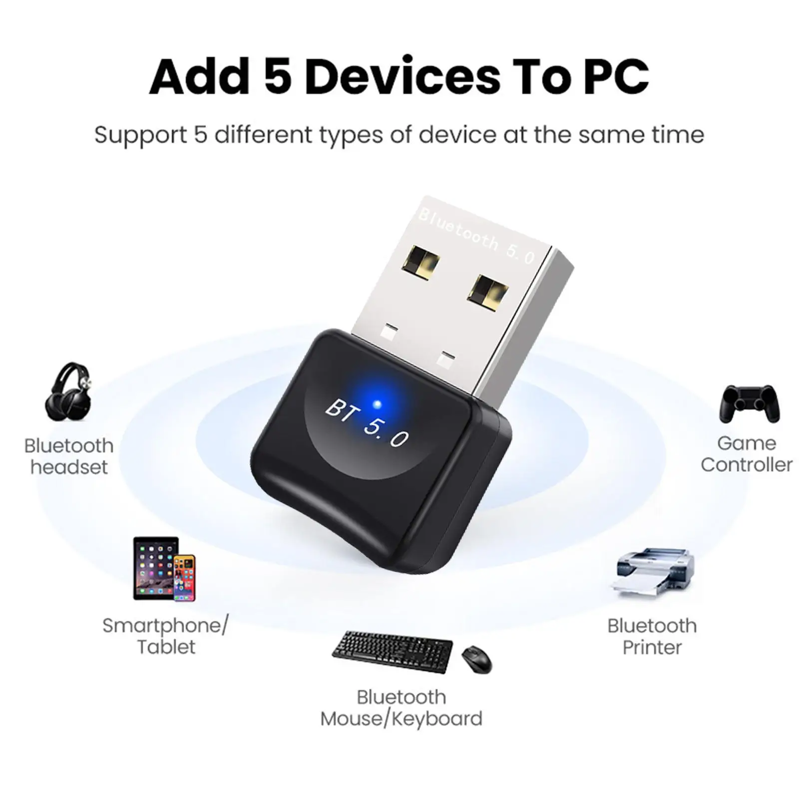 

Мини-адаптер Bluetooth BT 5.0 Аудиоприемник для компьютерной гарнитуры