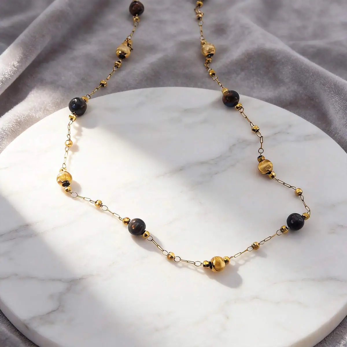 2M Gold Tone Stainless Steel Link Chain Smooth Beads 6mm DIY Sweater Necklace Jewelry Decoration Crafts Garment Accessories