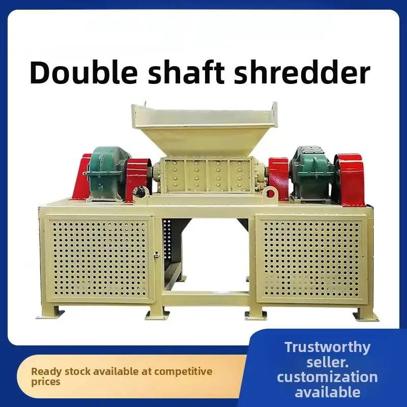 Dual Shaft Metal Scrap Shredder Machine Iron Tire Crusher Waste Paper Box Large Industrial Shredding Equipment