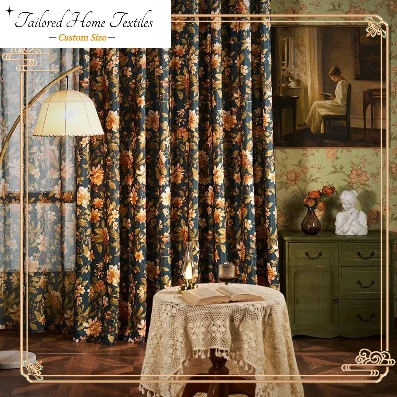

Custom Size American Luxury Print modern Curtains for Living Room Bedroom Dining Blackout White Tulle Window Decor Jacquard