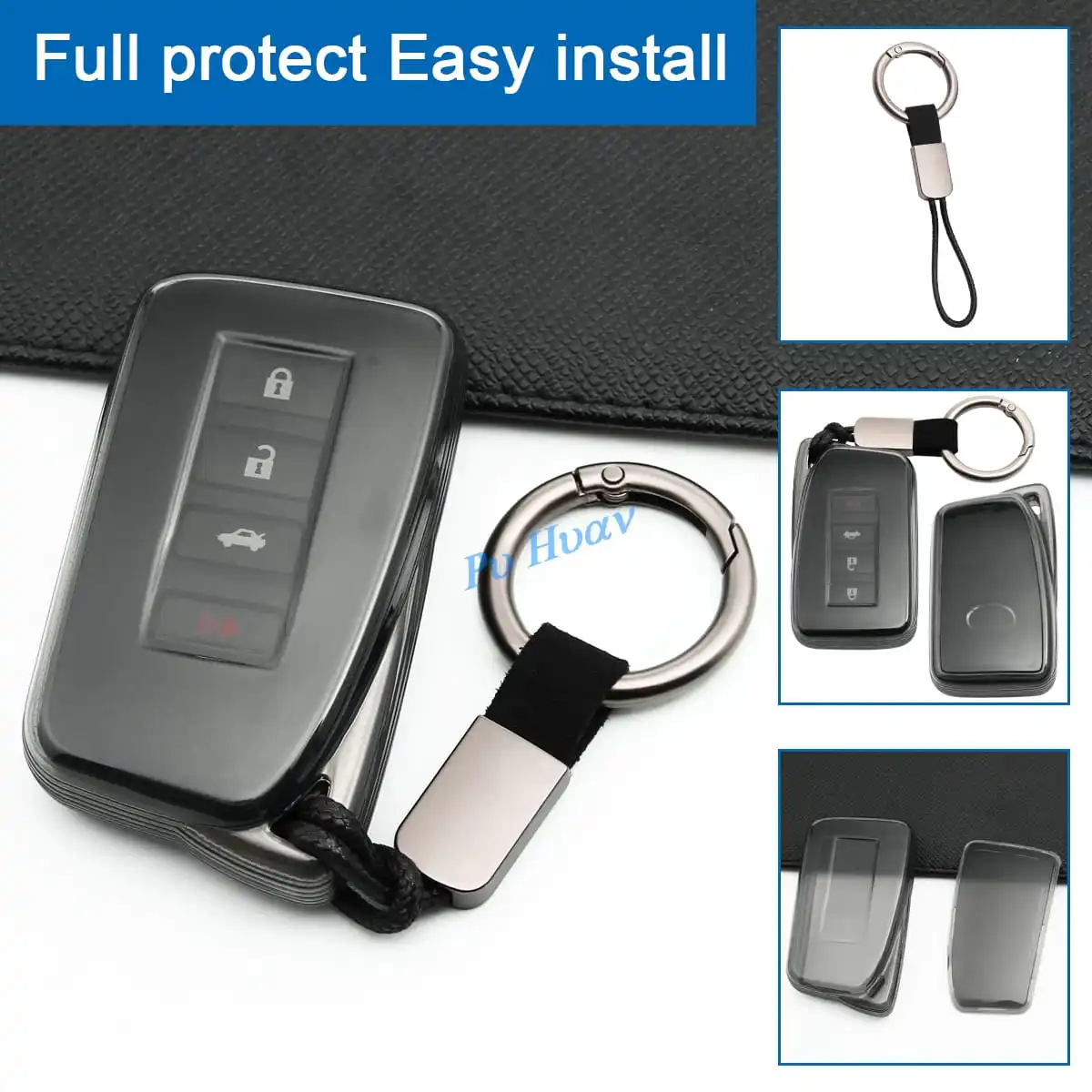 Auto Key Fob Case Transparent Black Protector Shell Cover For Lexus NX RX LX IS ES GS 200t 250 300 300h 350 450h 500h Accessorie