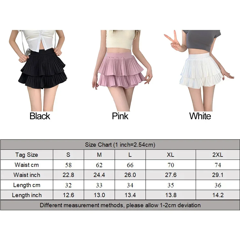 Pleated Skirt Skirt Daily Casual Cute Female High Waist Microelasticity Sexy Slimming Solid Color Female Comfy