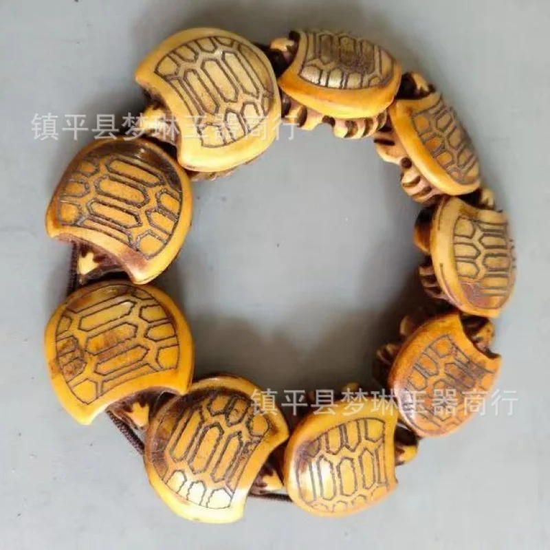 Early Handcrafted Cow Bone Tortoise Bracelet And Pendant