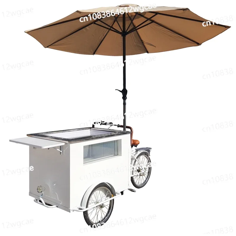 Outdoor Mobile Food Ice Cream Cart with Freezer Battery Powered Freezer Hot Dog Coffee Pizza Retail Mobile Mall Kiosk