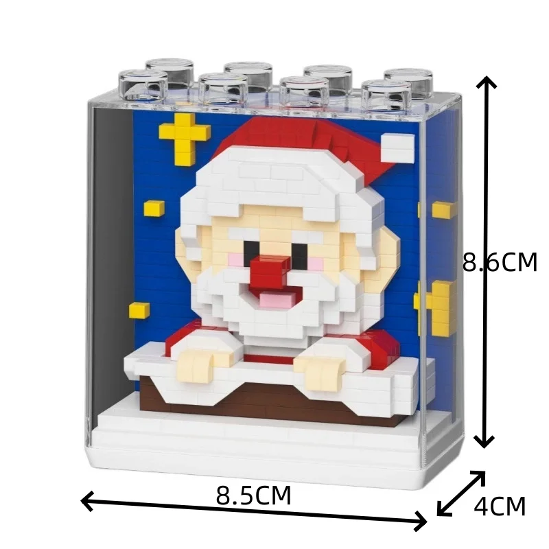 DIY 디스플레이 박스 크리스마스 트리 산타클로스 벨 쿠키맨 눈사람 엘크 선물 블록 모델 벽돌 키즈 세트 키트 장난감