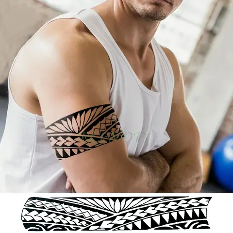 Waterdichte Tijdelijke Tattoo Sticker Tribal totem band Fake Tattoo Persoonlijkheid Flash Tattoo Taille Arm Voet Tattoo voor Meisje Vrouwen Mannen
