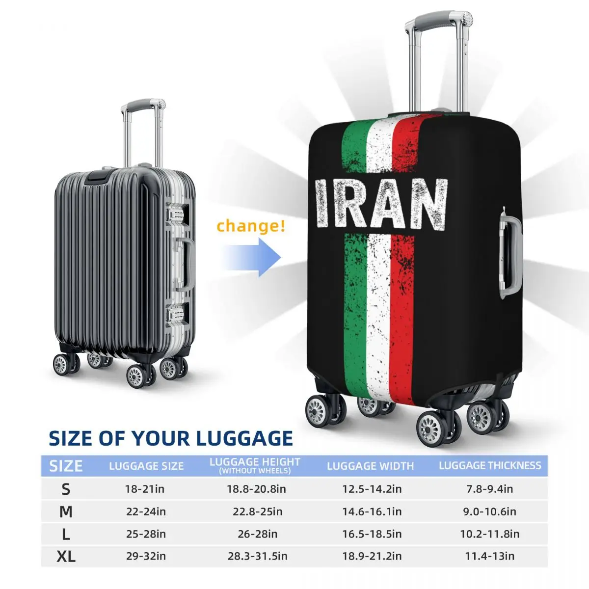 مخصص إيران العلم غطاء الأمتعة حامي مضحك الإيراني الوطنية حقيبة سفر يغطي لمدة 18-32 بوصة #6
