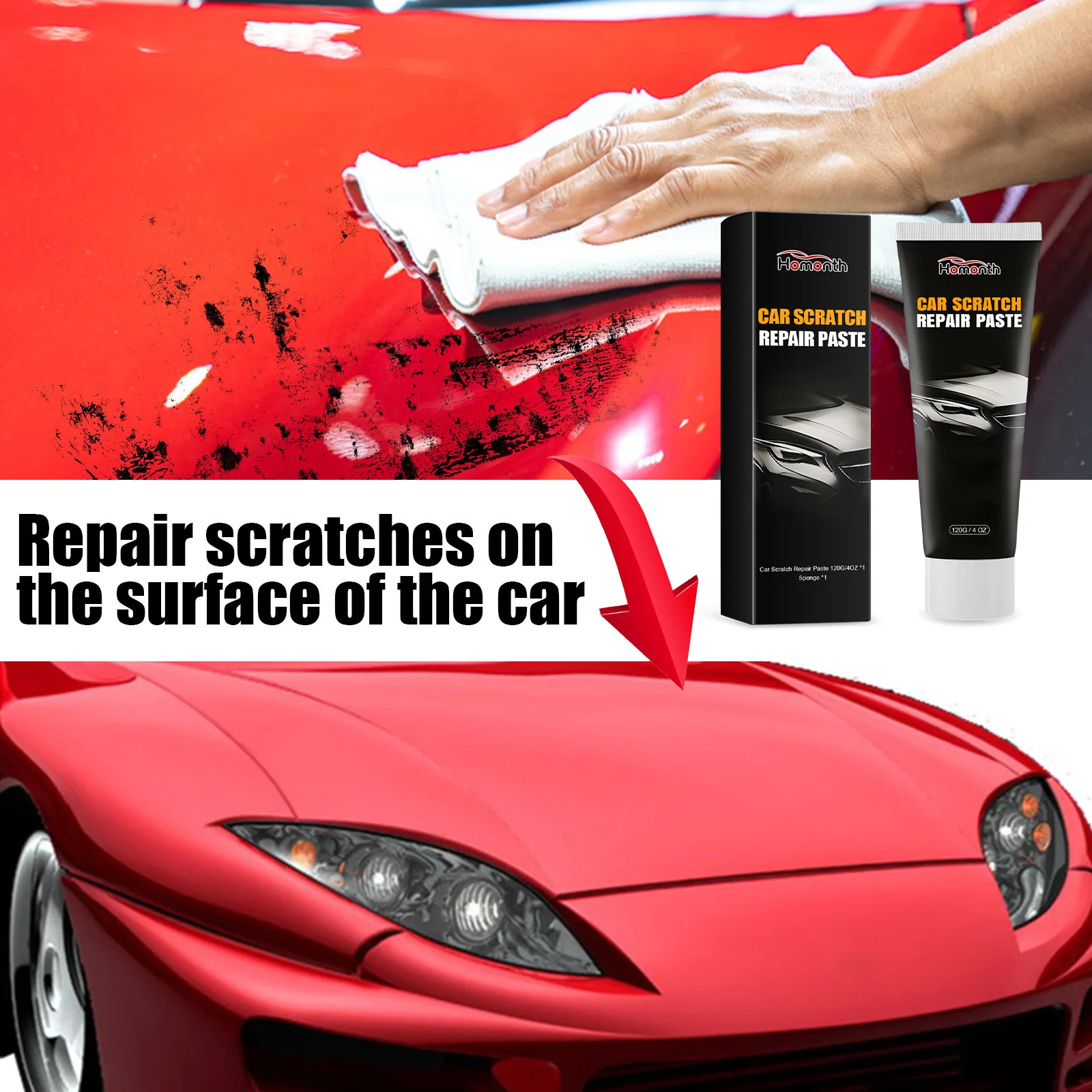 Car Scratch Remover Paste One Wipe Repair Car Scuffs Swirls Marks Polishing Cream All Paint Color Fit Auto Paint Renovation Wax