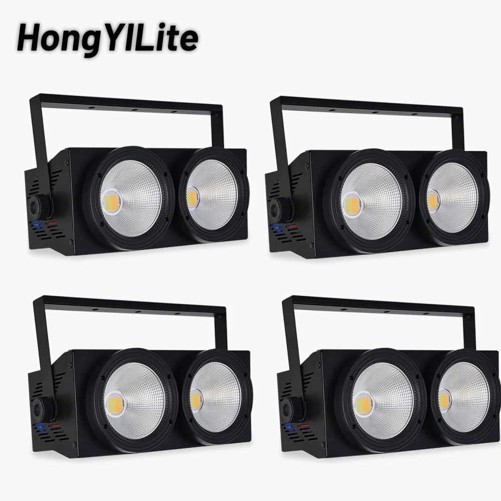 

HongYiLite 4 шт. светодиодный 2 глаза 200 Вт DMX холодный + теплый белый COB высокая мощность блиндер аудитория сценическая лампа для театрального концерта декоративная