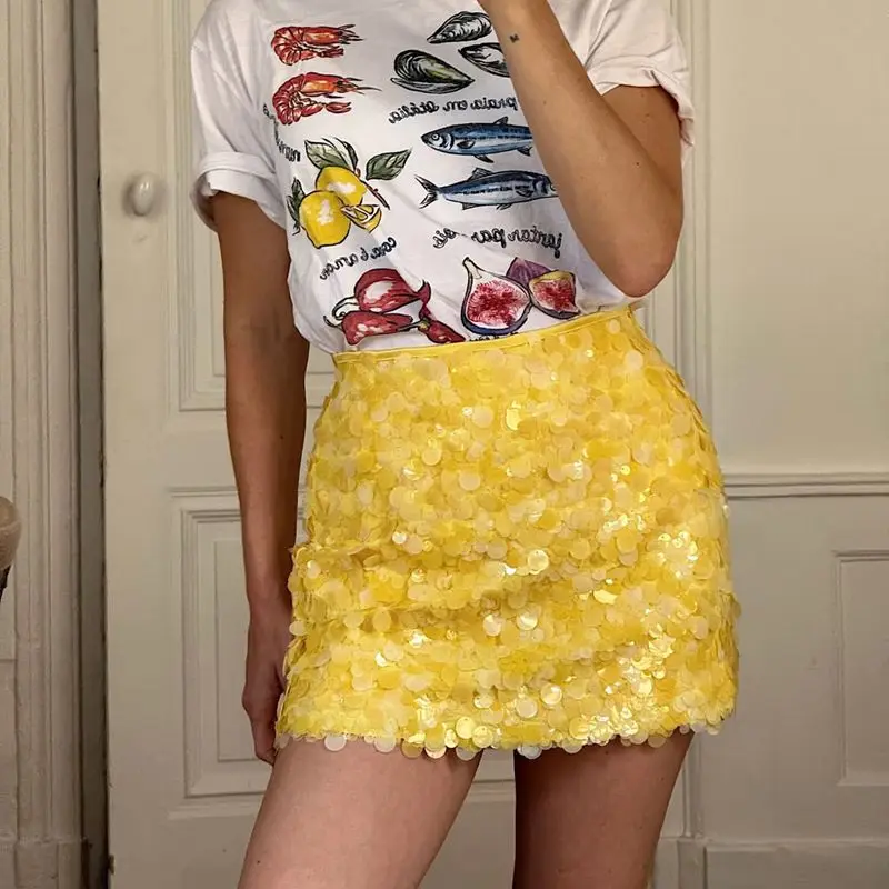 Combhasaki Damskie Letnie Luksusowe Błyszczące Brokatowe Sukienki Mini Ołówkowe z Cekinami, Zapinane na Zamek z Boku, z Wysokim Stanem, Dopasowane, Krótkie, Streetwear