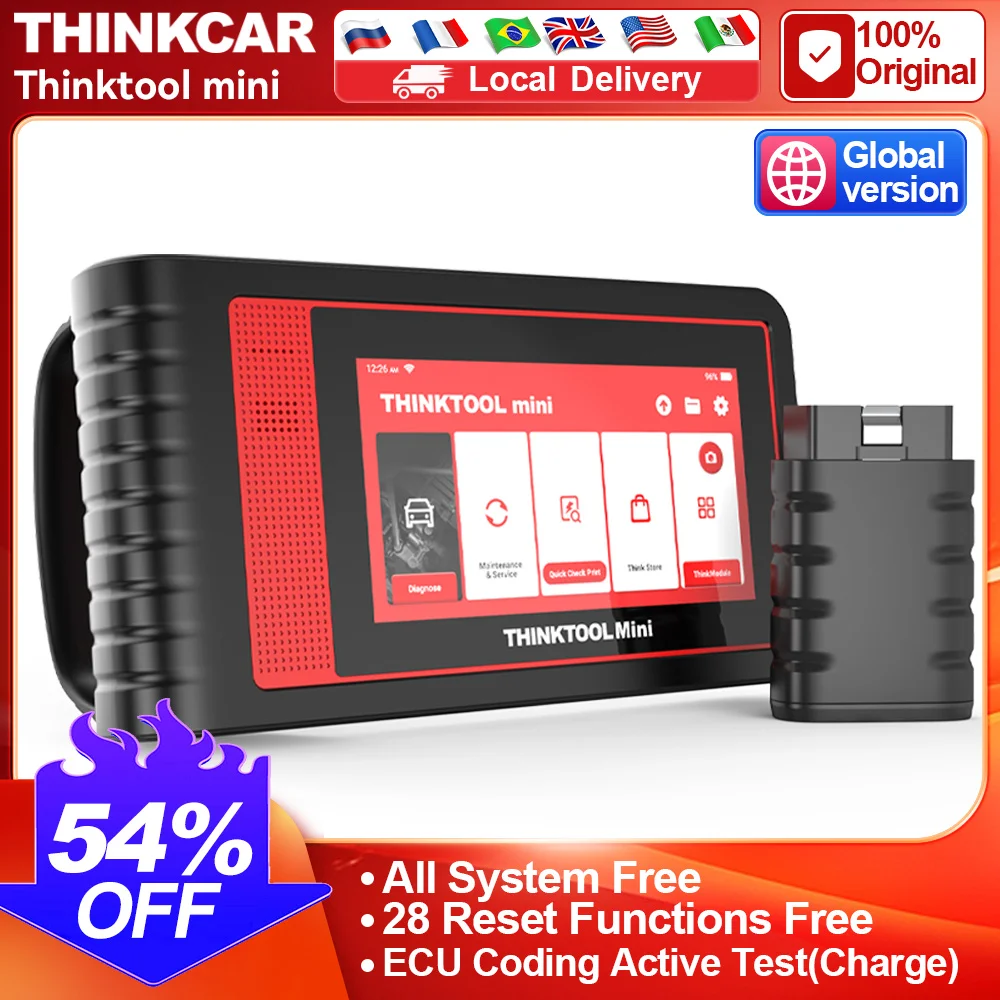 

Автомобильный сканер THINKTOOL MINI/MINI2, автоматический диагностический инструмент всех систем, 28, инструмент для сброса, двунаправленное управление, считыватель кодов ECU