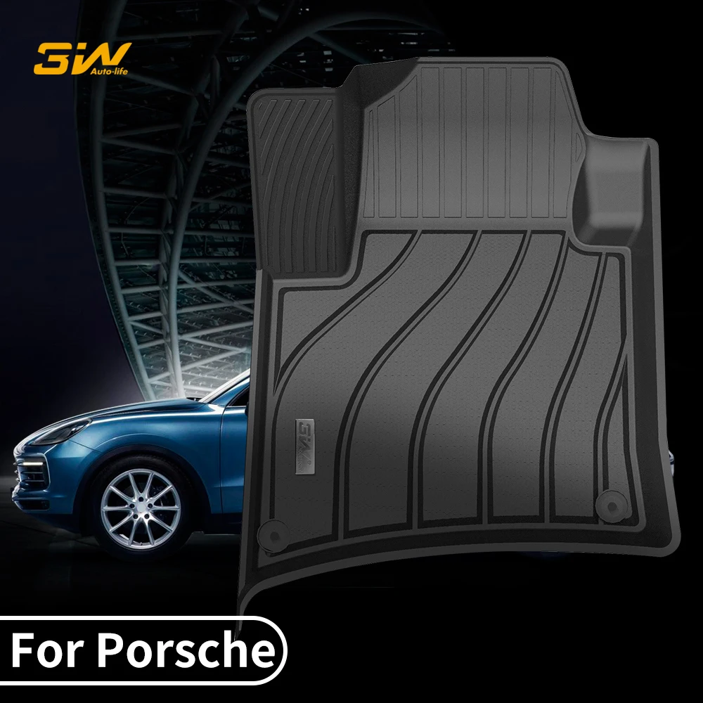 3W Full TPE Car Foot Mat for Porsche MacanS 911 718 Panamera Cayenne Boxster Special car floor mat Easy For Cleaning