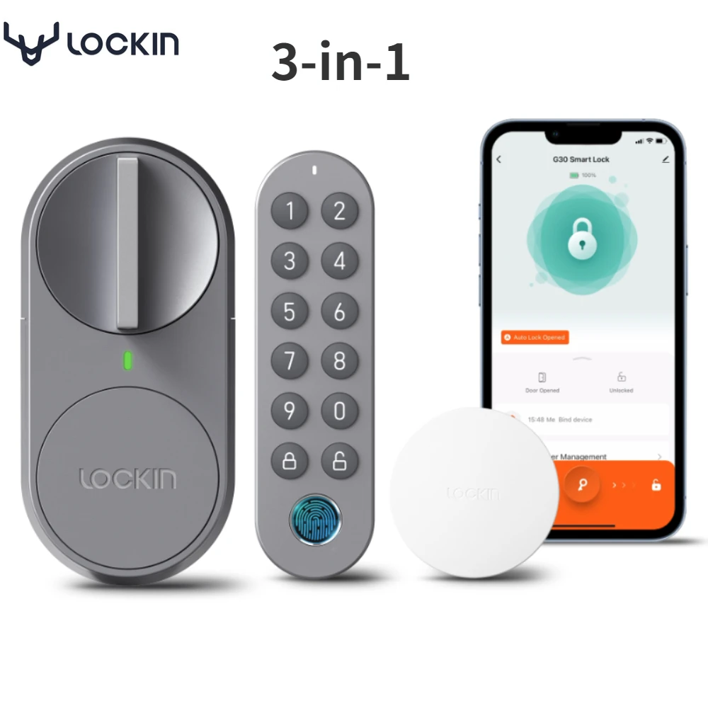 Lockin g30 smart türschloss diy schlüssel loser eingang tuya app wifi, bluetooth finger abdruck passworts perre kompatibel mit alexa google