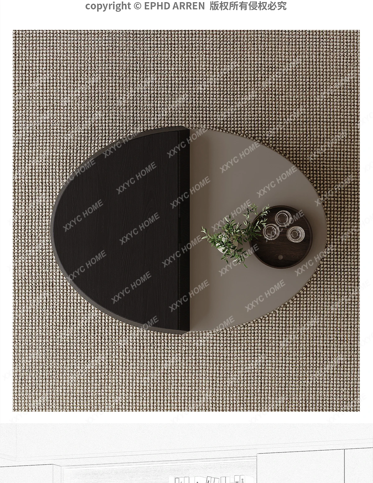 

Минималистичный глянцевый кофейный столик WW с глянцевым покрытием, овальный, с местом для хранения, для гостиной, в стиле легкой роскоши, премиум-класса