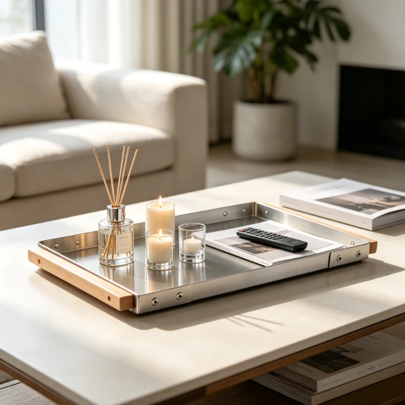 Stainless Steel Decorative Tray Creative Multi-functional Organizer Plate Aromatherapy Candle Trays Modern Home Serving Plates