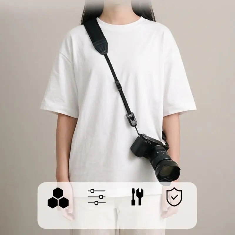 Comfortable Camera Shoulder Carry Accessory with Quick-Release Connectors, a Fabric Carry Section, and Contoured Padding K1KF