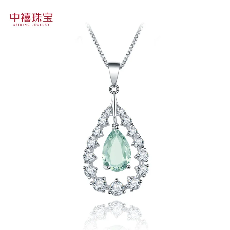 brand genuine real jewels Fashion and Luxury Necklace Design Sense s925 Sterling Silver Inlaid Natural Green Amethyst Pendant hi