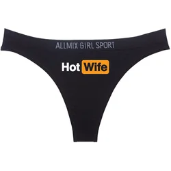 Hot Wife-ropa interior con letras para mujer, bragas de moda, ropa interior deportiva sin costuras para chica, bragas de cintura baja sin marcas