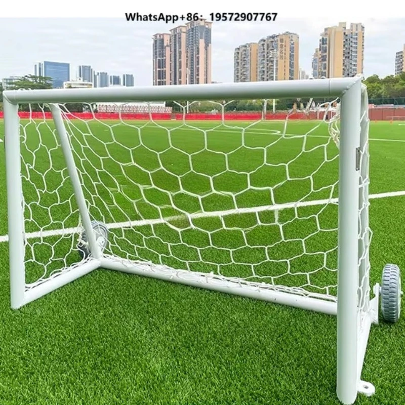 High Quality Metal Aluminium Small Outdoor Primed Portable Soccer goal Wheels Custom logo Mini Standard Football goal Post Net