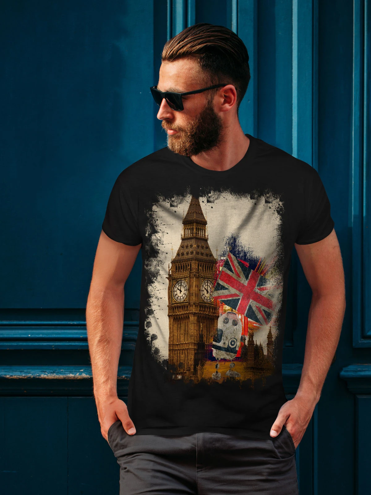 UK Flag London Elizabeth Tower Graphic Printed T Shirt. New 100% Cotton Short Sleeve O-Neck Unisex T-shirt Casual Mens Top