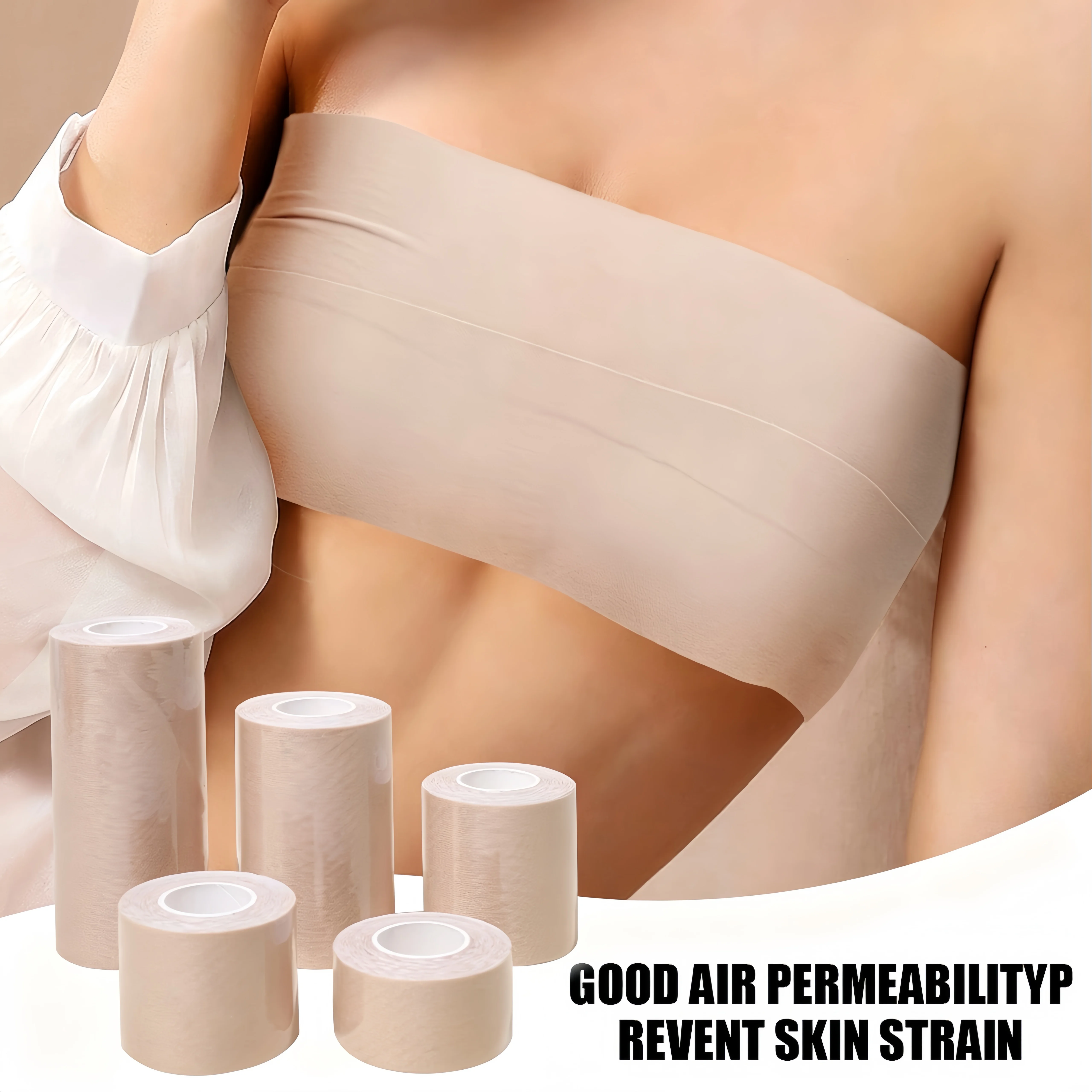 Cinta elástica invisible para levantar el busto, rollo de cinta autoadhesiva transpirable para dar forma al busto, para copas A-E, cinta para el cuerpo para bodas y fiestas