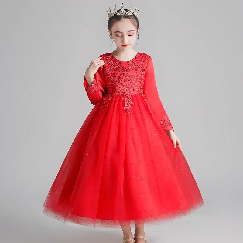 Bambini 2023 primavera e autunno nuovo vestito da ragazza principessa edizione coreana Walk Show Puff Wedding Evening Dres