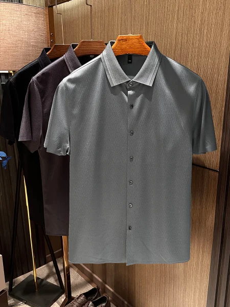 

Silky Smooth Eucalyptus Silk Short Sleeve Shirt Men's High End Business Casual Shirt Breathable Lightweight Spring S...